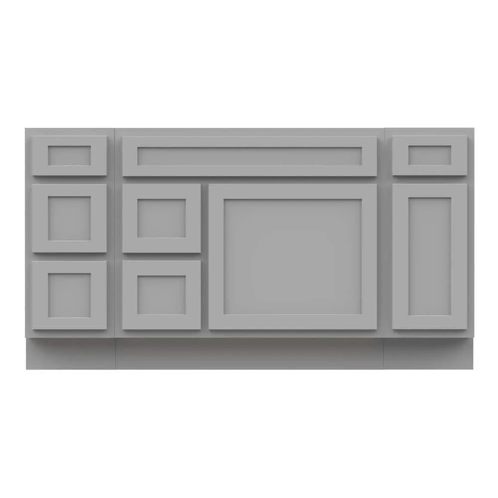 Vanity Art 60 in. W x 21 in. D x 32.5 in. H Bath Vanity Cabinet without Top in Gray, photo 5 of 9