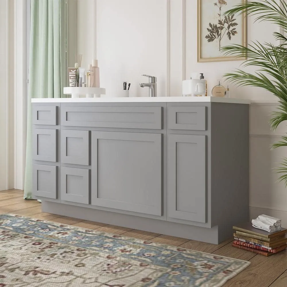 Vanity Art 60 in. W x 21 in. D x 32.5 in. H Bath Vanity Cabinet without Top in Gray, photo 2 of 9