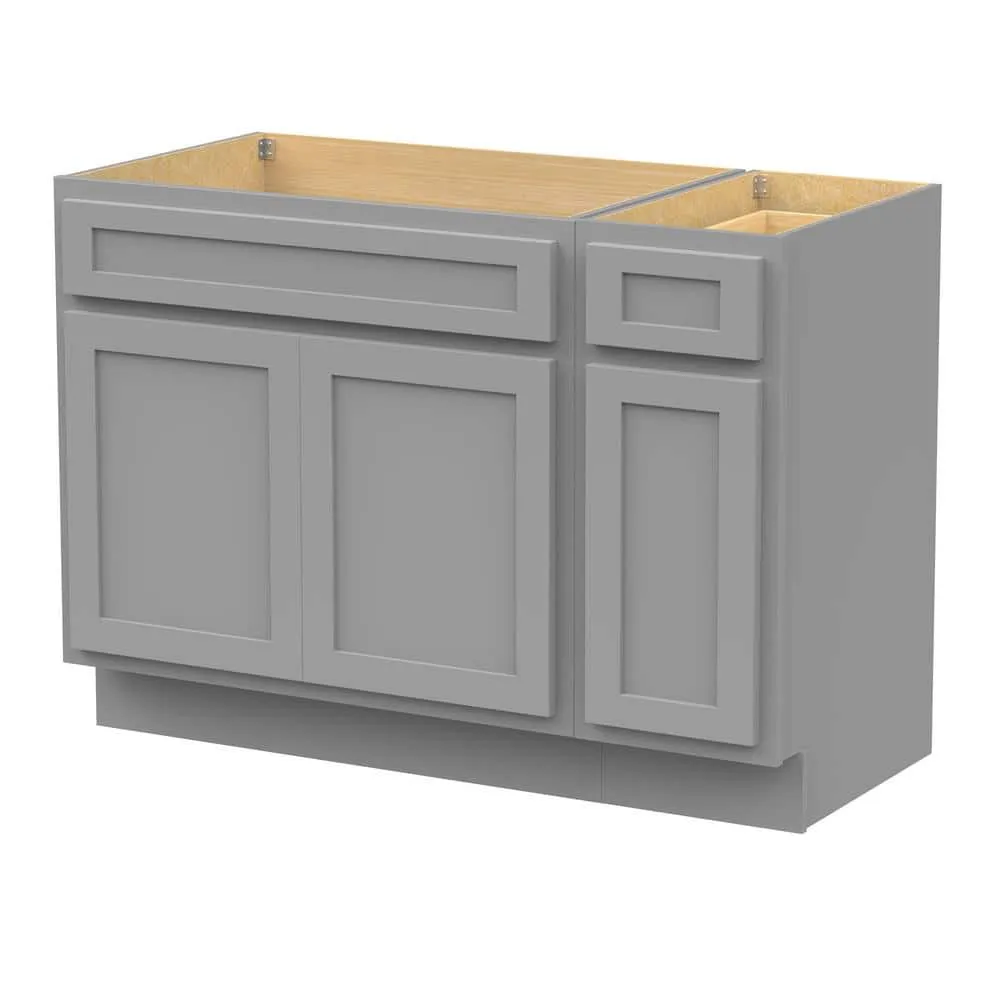 Vanity Art 42 in. W x 21 in. D x 32.5 in. H Bath Vanity Cabinet without Top in Gray, photo 7 of 9