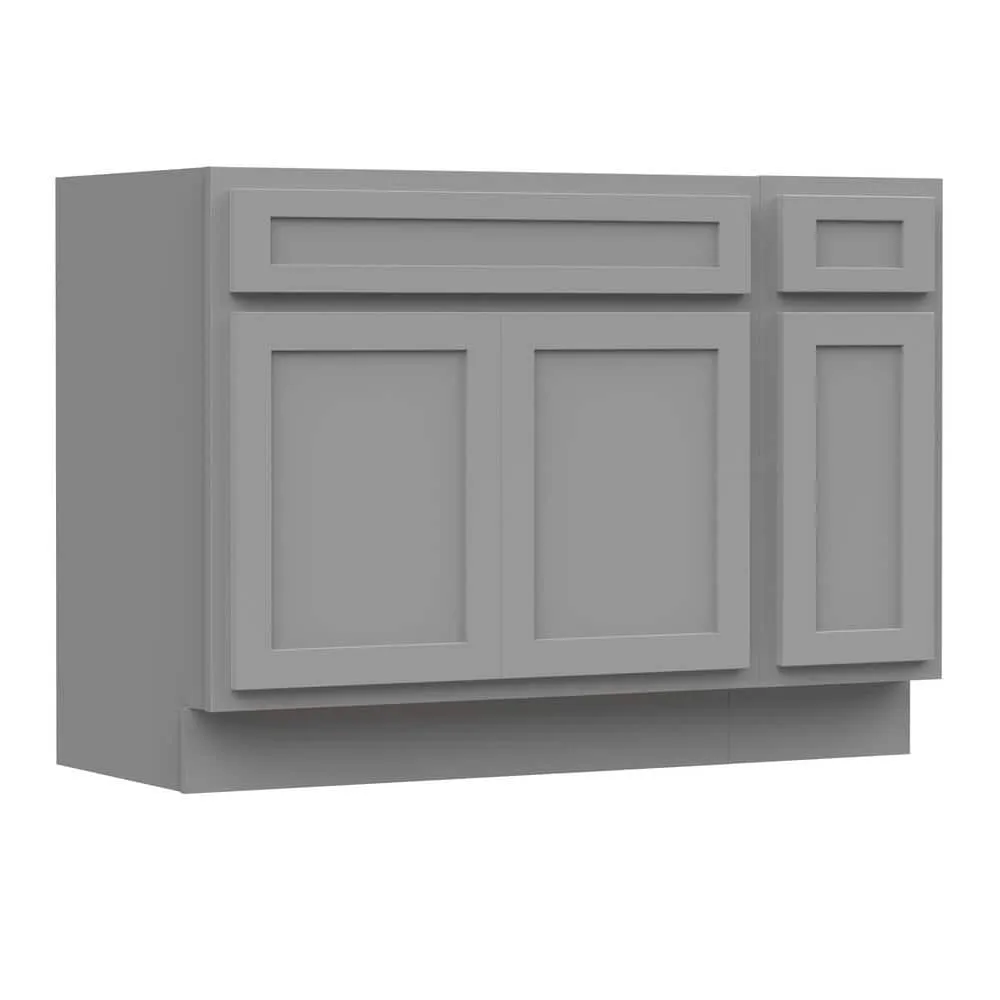 Vanity Art 42 in. W x 21 in. D x 32.5 in. H Bath Vanity Cabinet without Top in Gray, photo 8 of 9