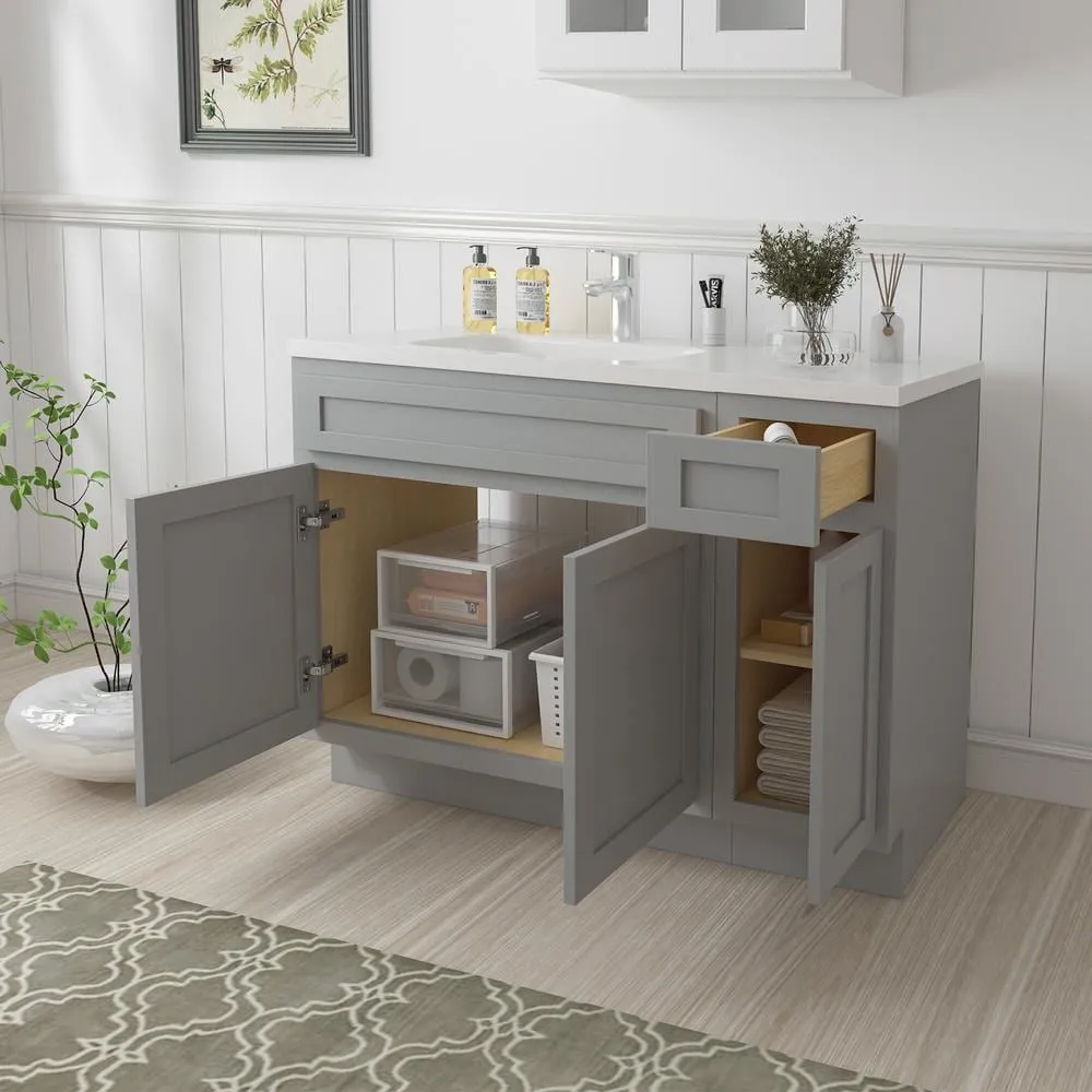 Vanity Art 42 in. W x 21 in. D x 32.5 in. H Bath Vanity Cabinet without Top in Gray, photo 3 of 9