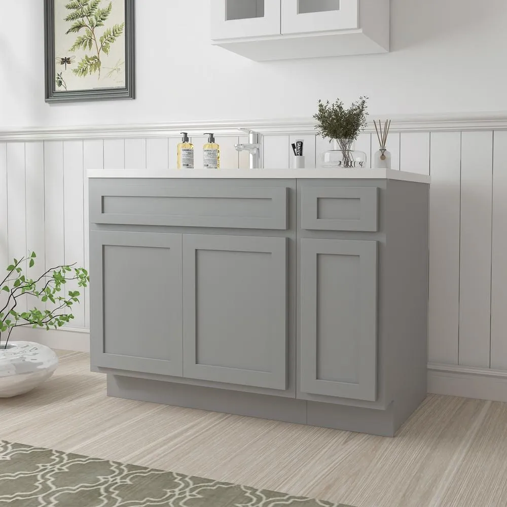 Vanity Art 42 in. W x 21 in. D x 32.5 in. H Bath Vanity Cabinet without Top in Gray, photo 2 of 9