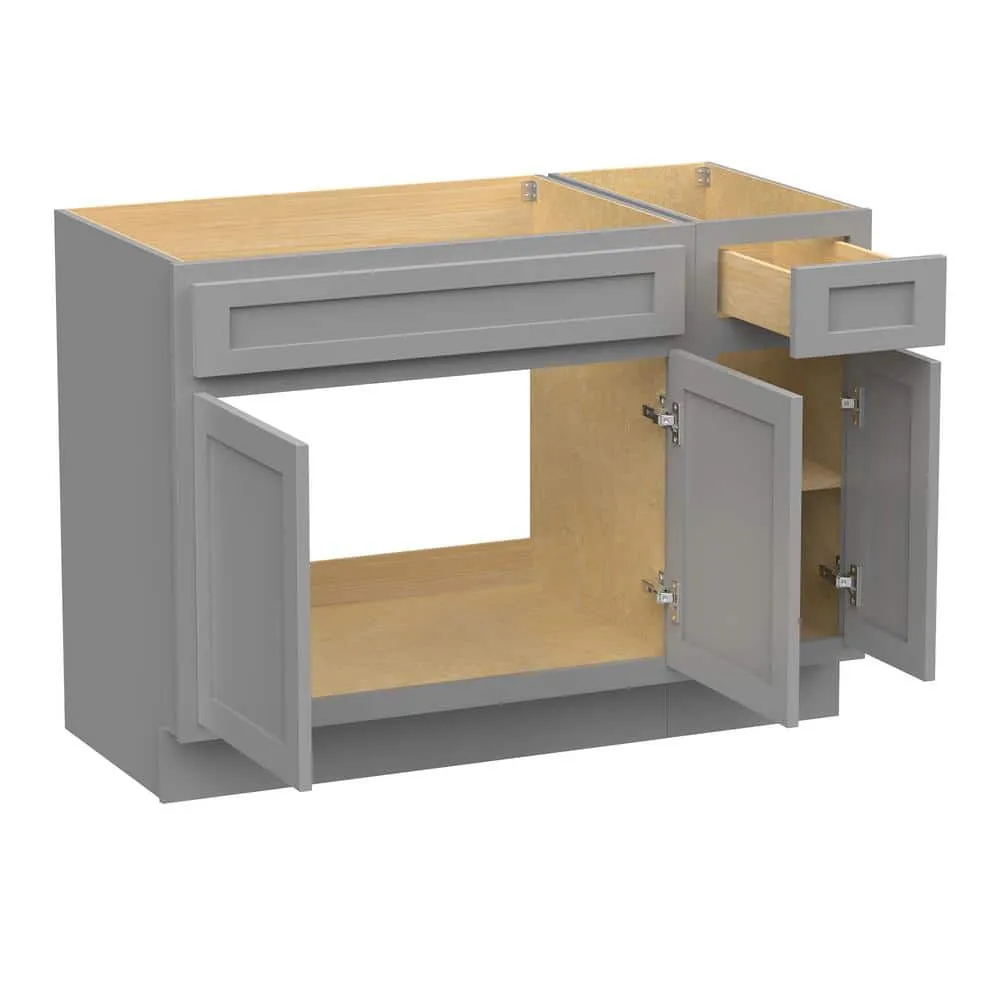 Vanity Art 42 in. W x 21 in. D x 32.5 in. H Bath Vanity Cabinet without Top in Gray, photo 9 of 9