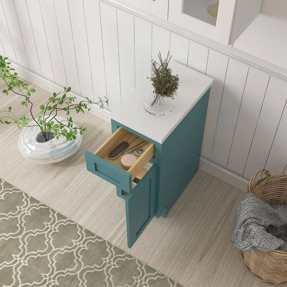 Vanity Art 12 in. W x 21 in. D x 32.5 in. H 1-Drawer Bath Vanity Cabinet without Top in Sea Green, photo 3 of 9