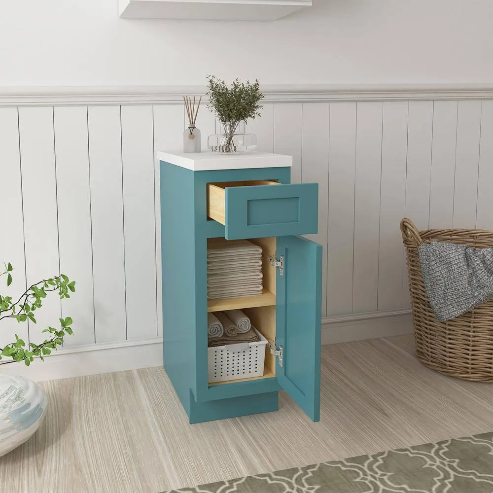 Vanity Art 12 in. W x 21 in. D x 32.5 in. H 1-Drawer Bath Vanity Cabinet without Top in Sea Green, photo 8 of 9