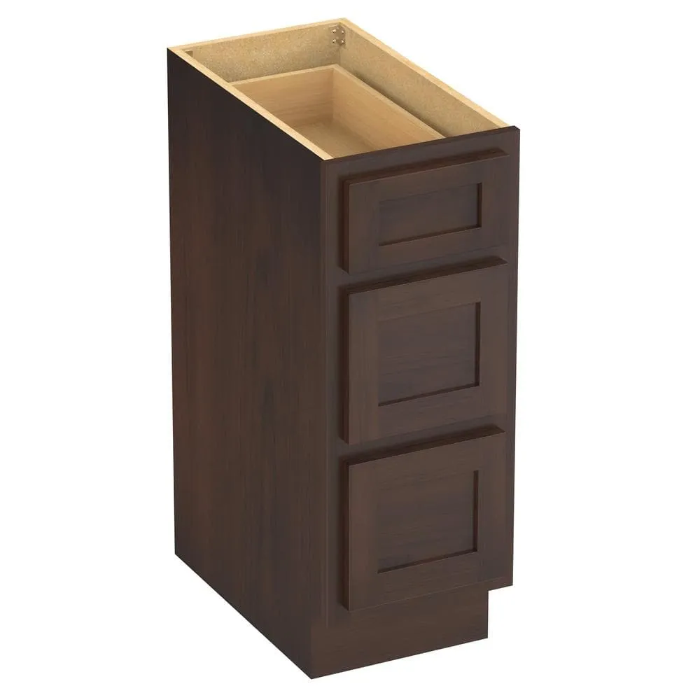 Vanity Art 12 in. W x 21 in. D x 32.5 in. H 3-Drawers Bath Vanity Cabinet Only in Brown, photo 6 of 9