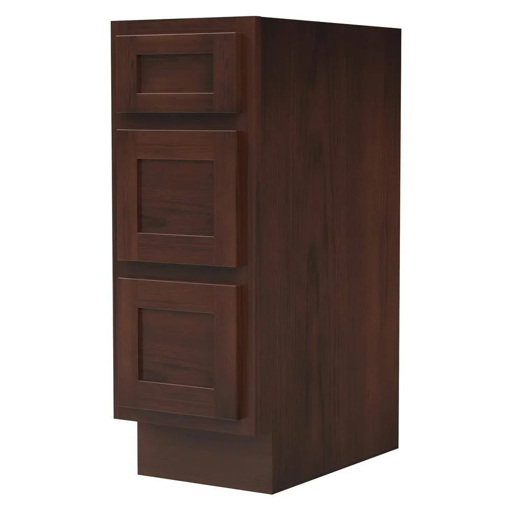 Vanity Art 12 in. W x 21 in. D x 32.5 in. H 3-Drawers Bath Vanity Cabinet Only in Brown, photo 5 of 9