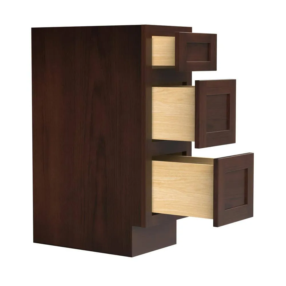Vanity Art 12 in. W x 21 in. D x 32.5 in. H 3-Drawers Bath Vanity Cabinet Only in Brown, photo 9 of 9