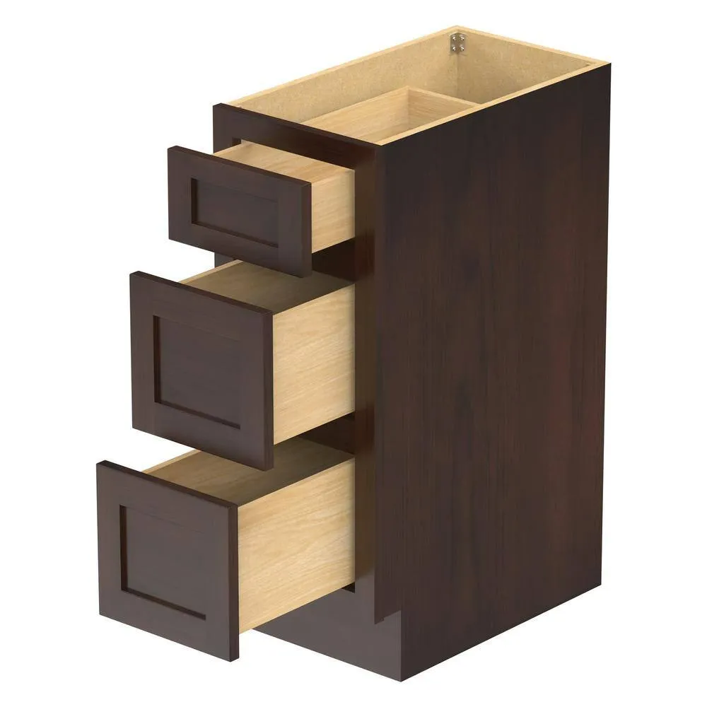 Vanity Art 12 in. W x 21 in. D x 32.5 in. H 3-Drawers Bath Vanity Cabinet Only in Brown, photo 8 of 9