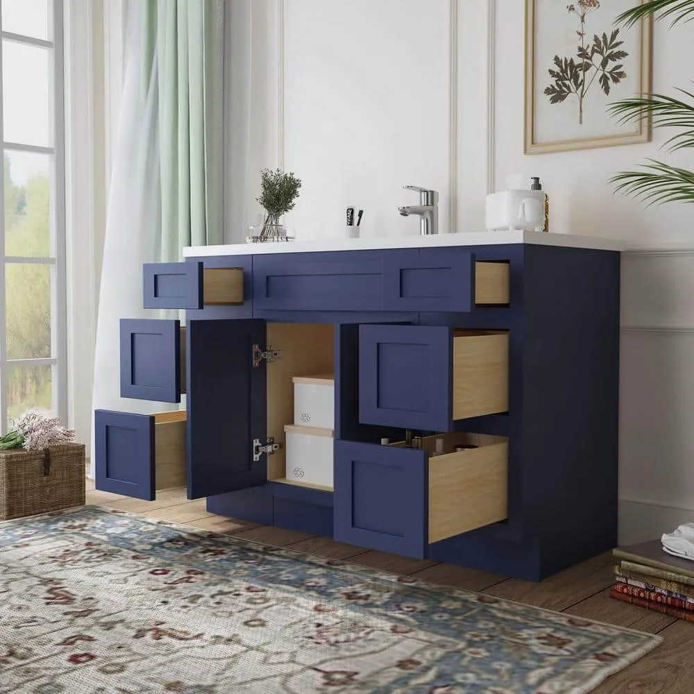 Vanity Art 54 in. W x 21 in. D x 32.5 in. H Bath Vanity Cabinet without Top in Blue, photo 4 of 17
