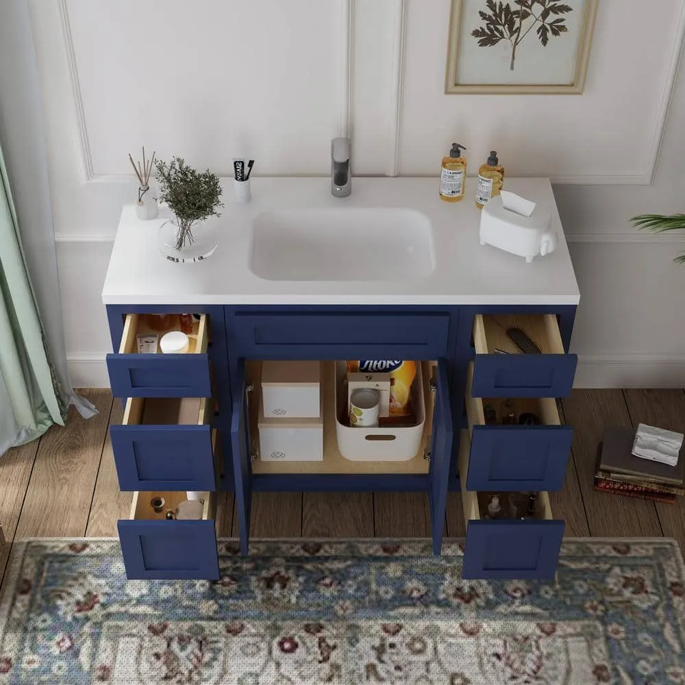 Vanity Art 54 in. W x 21 in. D x 32.5 in. H Bath Vanity Cabinet without Top in Blue, photo 3 of 17