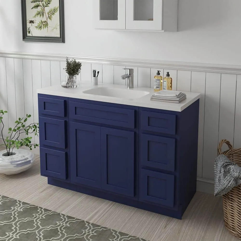 Vanity Art 54 in. W x 21 in. D x 32.5 in. H Bath Vanity Cabinet without Top in Blue, photo 2 of 17