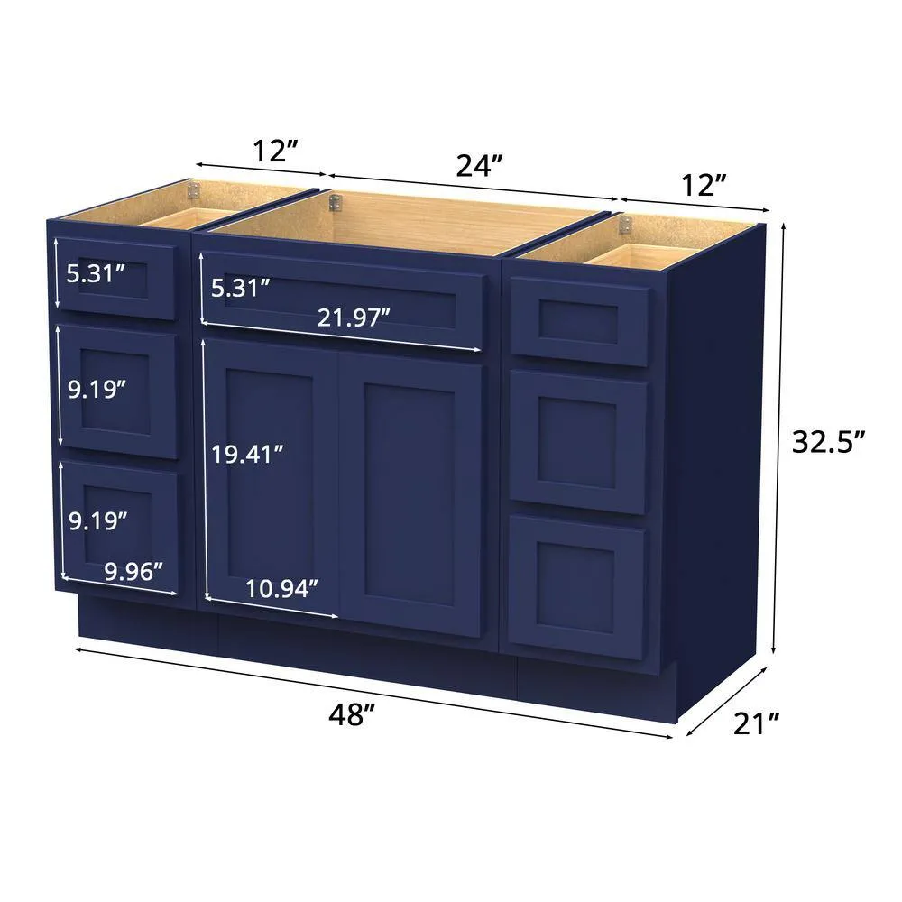 Vanity Art 54 in. W x 21 in. D x 32.5 in. H Bath Vanity Cabinet without Top in Blue, photo 9 of 17