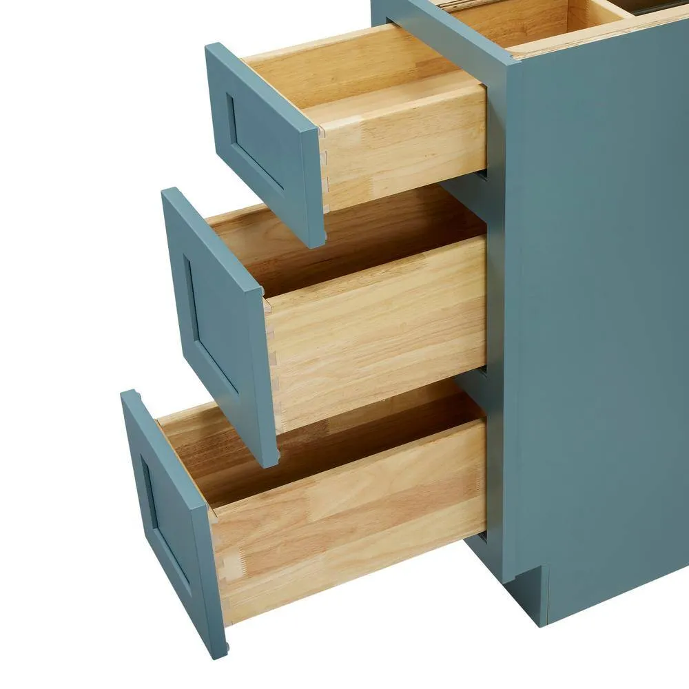 Vanity Art 12 in. W x 21 in. D x 32.5 in. H 3-Drawer Bath Vanity Cabinet Only in Sea Green, photo 6 of 8