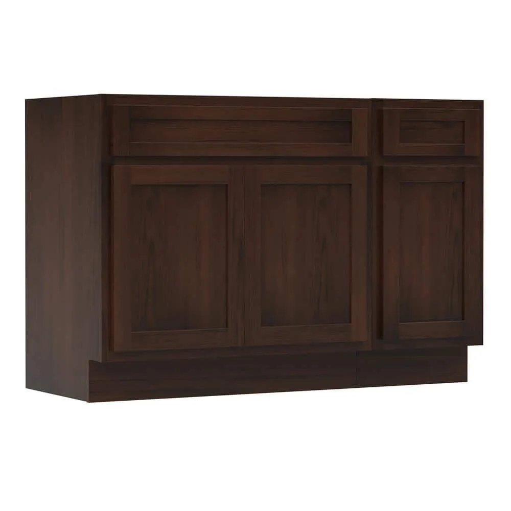 Vanity Art 54 in. W x 21 in. D x 32.5 in. H Bath Vanity Cabinet without Top in Brown, photo 8 of 9