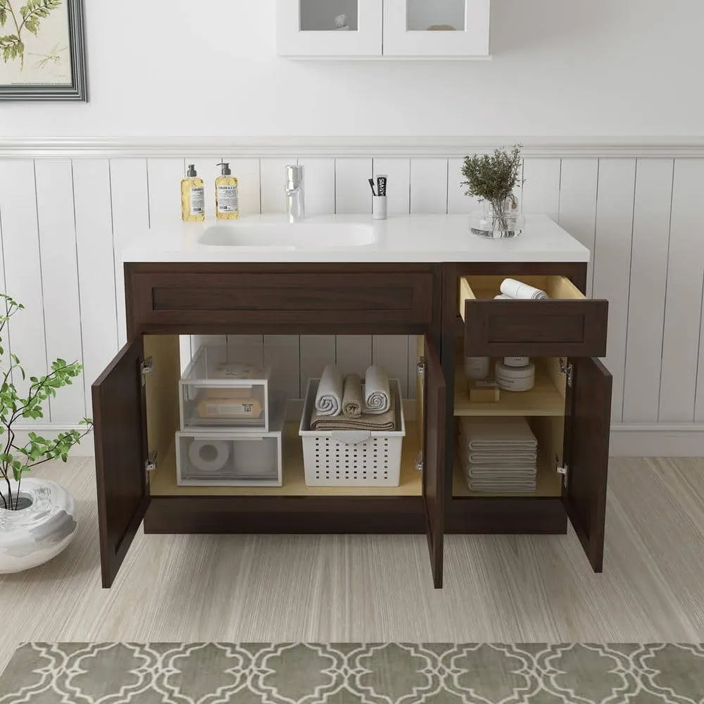 Vanity Art 54 in. W x 21 in. D x 32.5 in. H Bath Vanity Cabinet without Top in Brown, photo 4 of 9