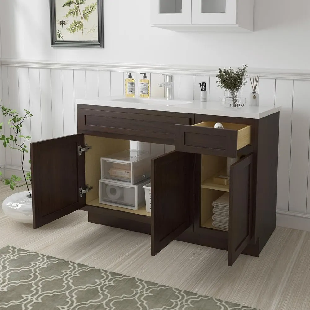 Vanity Art 54 in. W x 21 in. D x 32.5 in. H Bath Vanity Cabinet without Top in Brown, photo 3 of 9