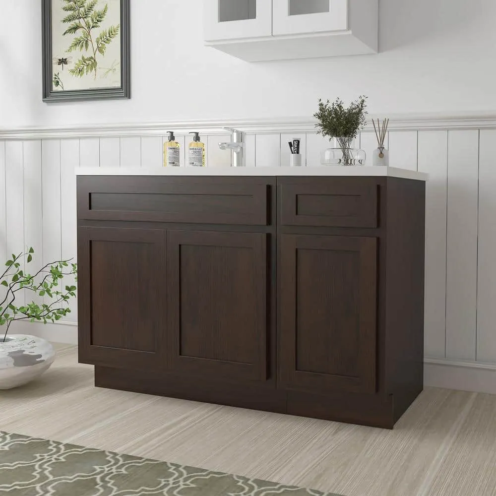Vanity Art 54 in. W x 21 in. D x 32.5 in. H Bath Vanity Cabinet without Top in Brown, photo 2 of 9
