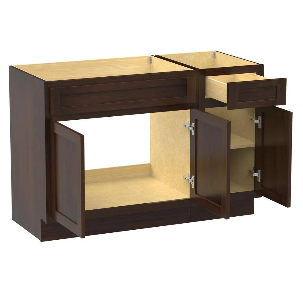 Vanity Art 54 in. W x 21 in. D x 32.5 in. H Bath Vanity Cabinet without Top in Brown, photo 9 of 9