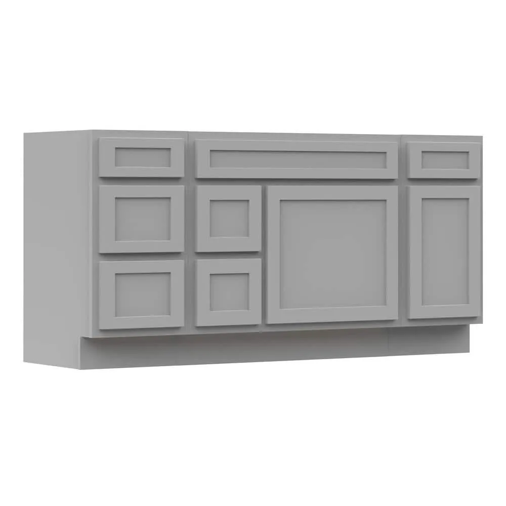 Vanity Art 66 in. W x 21 in. D x 32.5 in. H Bath Vanity Cabinet without Top in Gray, photo 7 of 10