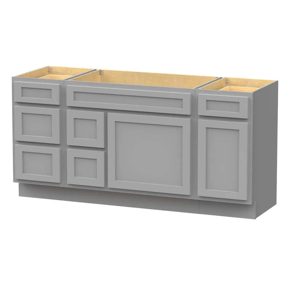 Vanity Art 66 in. W x 21 in. D x 32.5 in. H Bath Vanity Cabinet without Top in Gray, photo 6 of 10