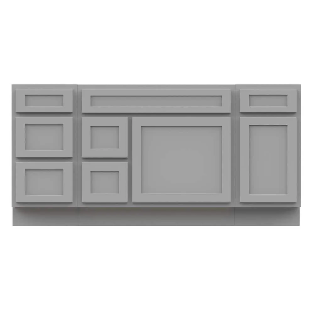 Vanity Art 66 in. W x 21 in. D x 32.5 in. H Bath Vanity Cabinet without Top in Gray, photo 5 of 10