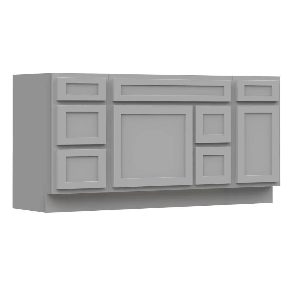 Vanity Art 66 in. W x 21 in. D x 32.5 in. H Bath Vanity Cabinet without Top in Gray, photo 8 of 9
