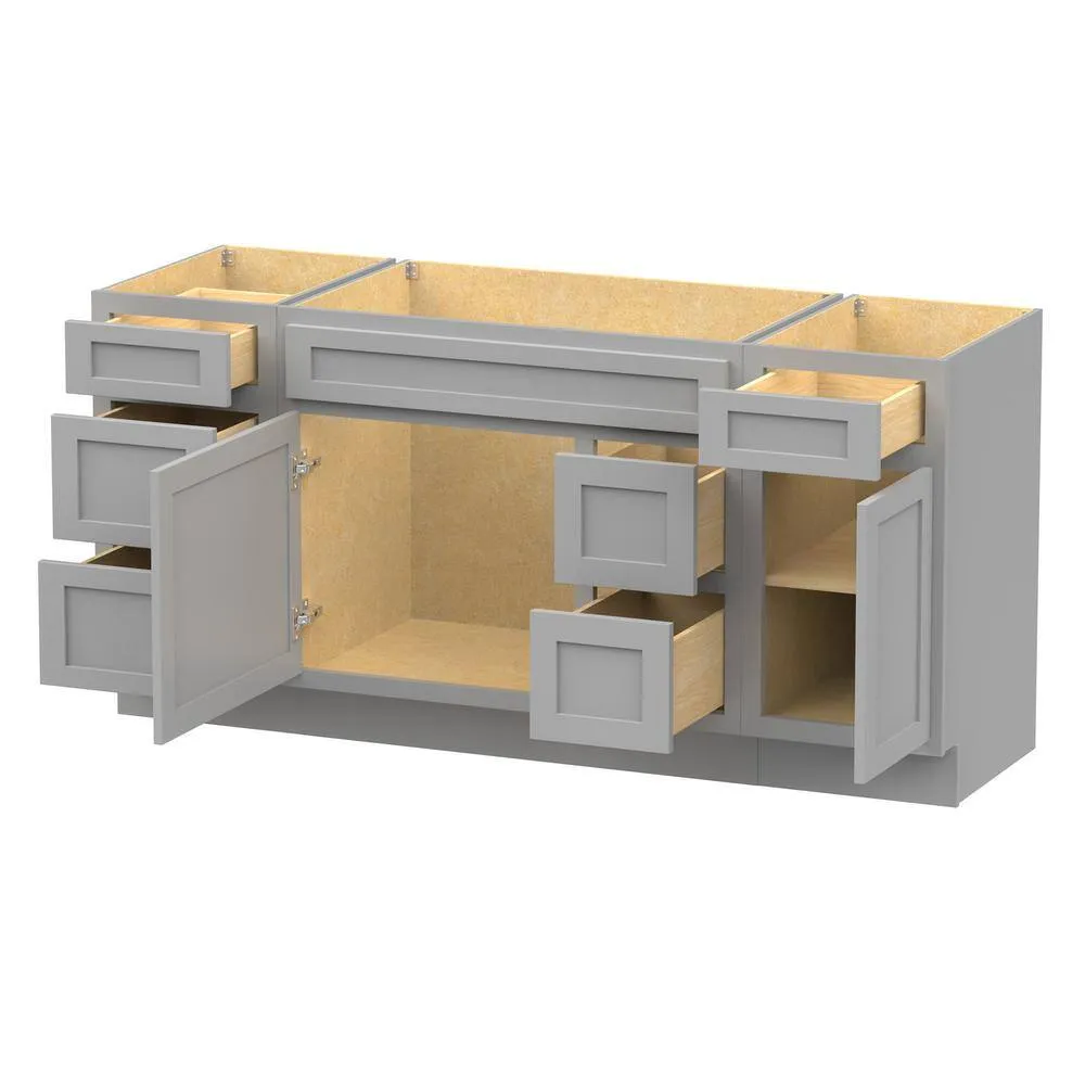 Vanity Art 66 in. W x 21 in. D x 32.5 in. H Bath Vanity Cabinet without Top in Gray, photo 9 of 9