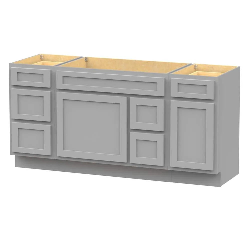 Vanity Art 66 in. W x 21 in. D x 32.5 in. H Bath Vanity Cabinet without Top in Gray, photo 7 of 9