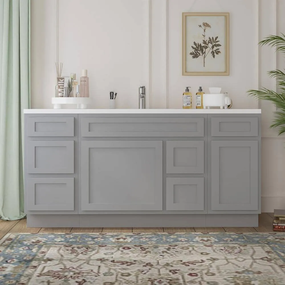 Vanity Art 66 in. W x 21 in. D x 32.5 in. H Bath Vanity Cabinet without Top in Gray, photo 2 of 9
