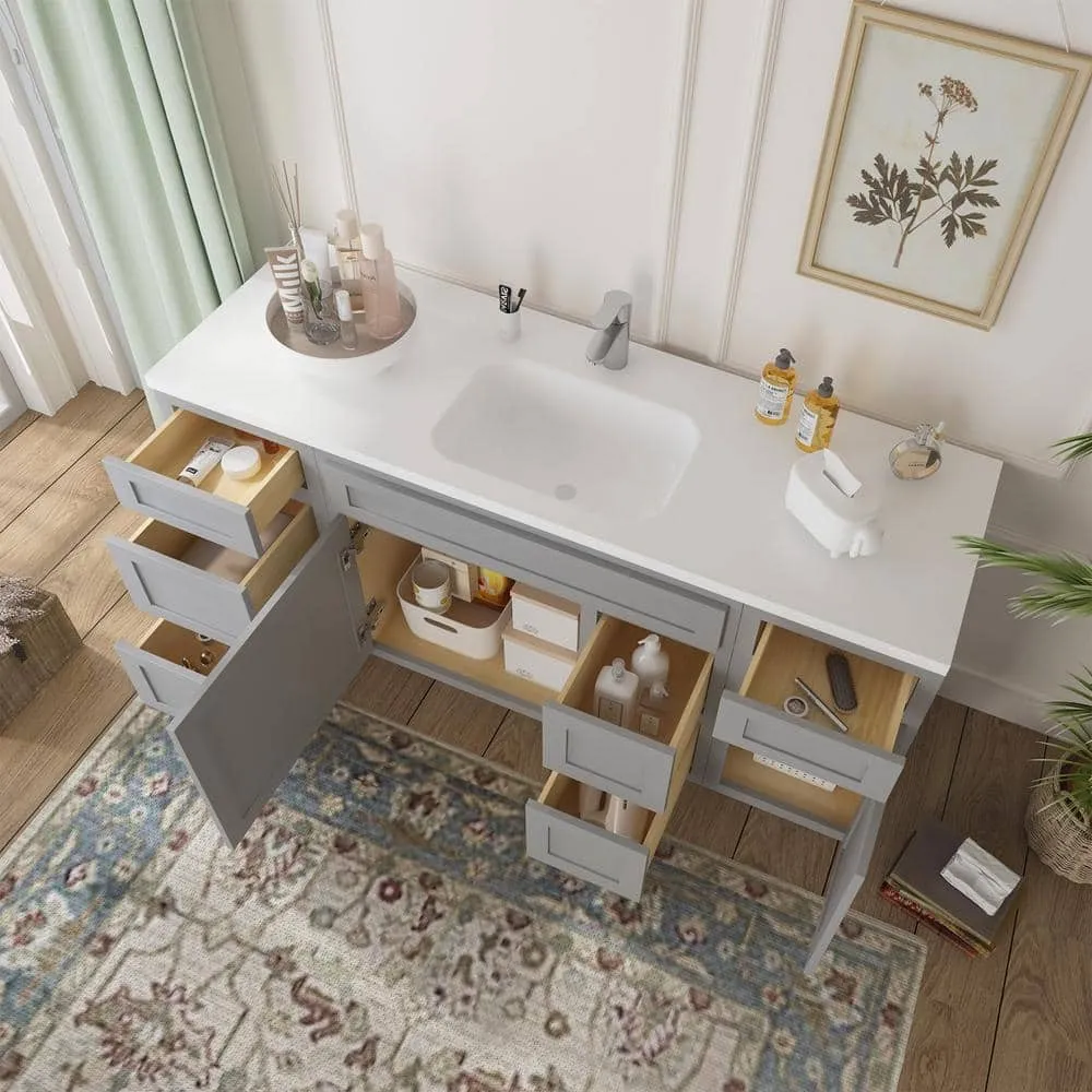 Vanity Art 66 in. W x 21 in. D x 32.5 in. H Bath Vanity Cabinet without Top in Gray, photo 4 of 9