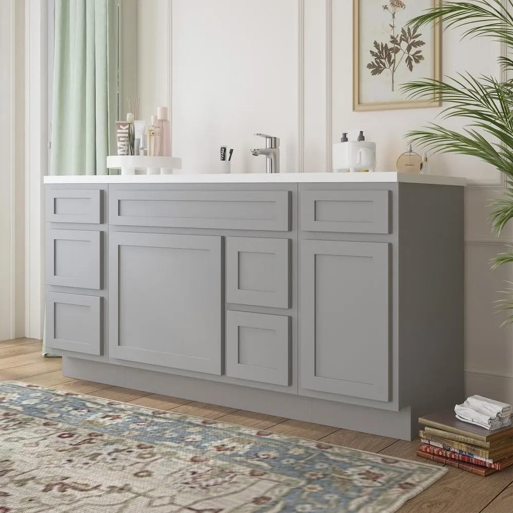 Vanity Art 66 in. W x 21 in. D x 32.5 in. H Bath Vanity Cabinet without Top in Gray, photo 3 of 9