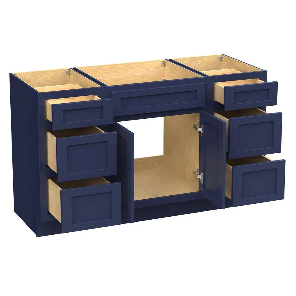 Vanity Art 54 in. W x 21 in. D x 32.5 in. H Bath Vanity Cabinet without Top in Blue, photo 17 of 17