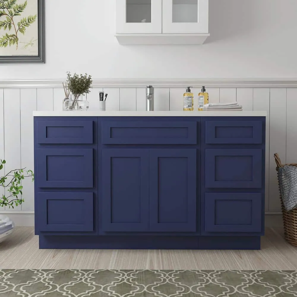 Vanity Art 54 in. W x 21 in. D x 32.5 in. H Bath Vanity Cabinet without Top in Blue, photo 10 of 17