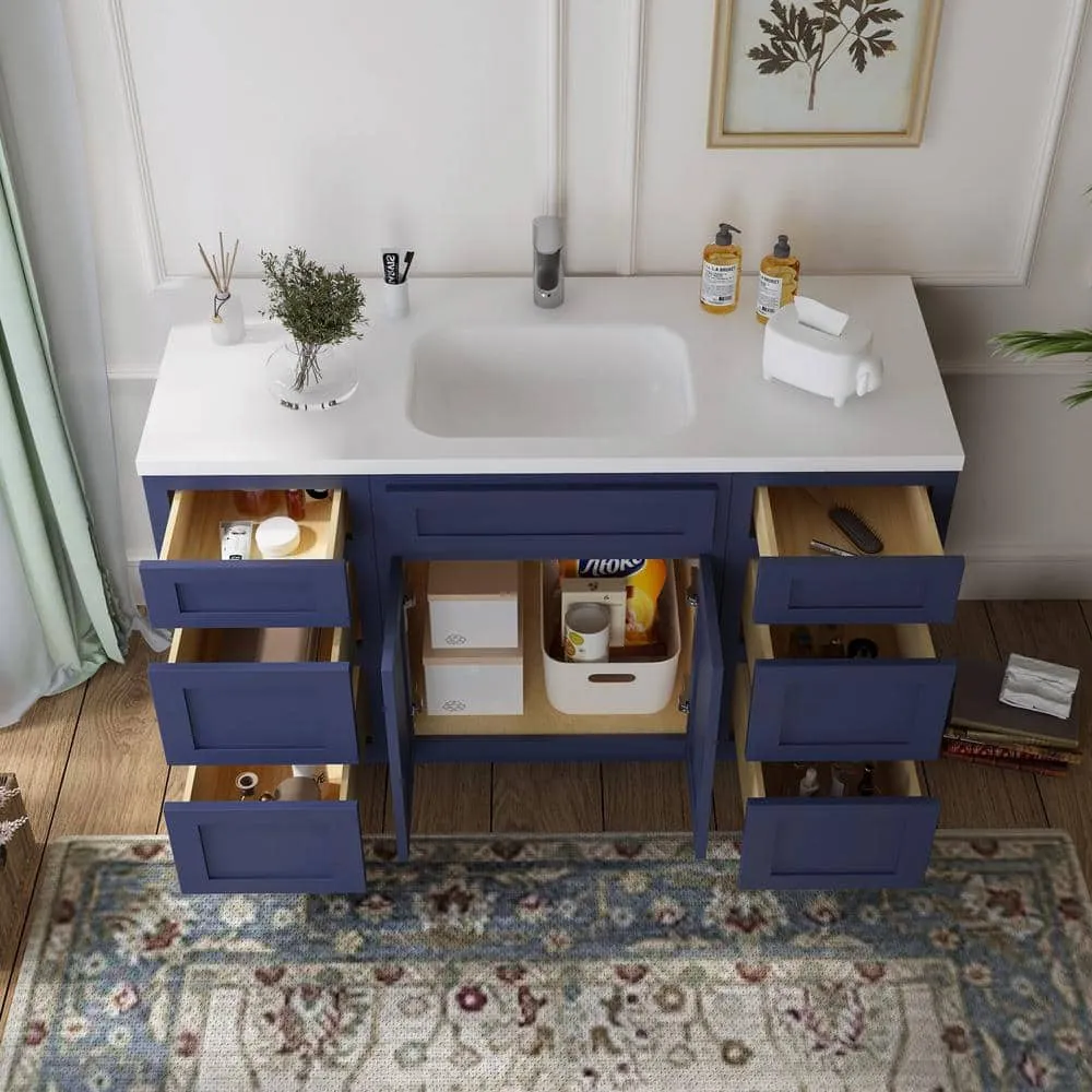 Vanity Art 54 in. W x 21 in. D x 32.5 in. H Bath Vanity Cabinet without Top in Blue, photo 12 of 17