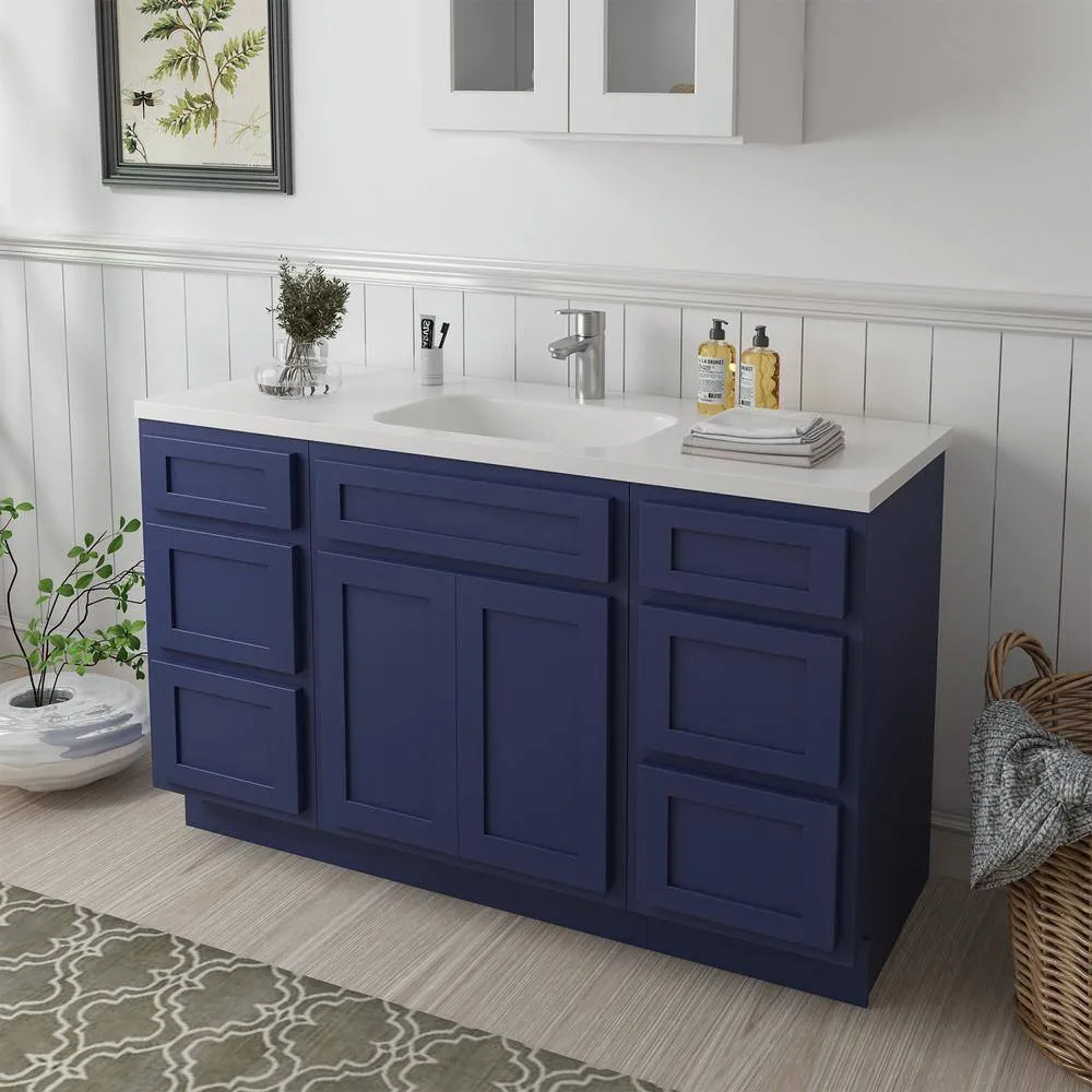 Vanity Art 54 in. W x 21 in. D x 32.5 in. H Bath Vanity Cabinet without Top in Blue, photo 11 of 17