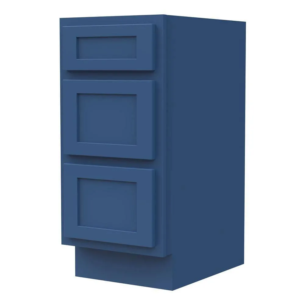 Vanity Art 15 in. W x 21 in. D x 32.5 in. H 3-Drawers Bath Vanity Cabinet without Top in Blue, photo 6 of 9