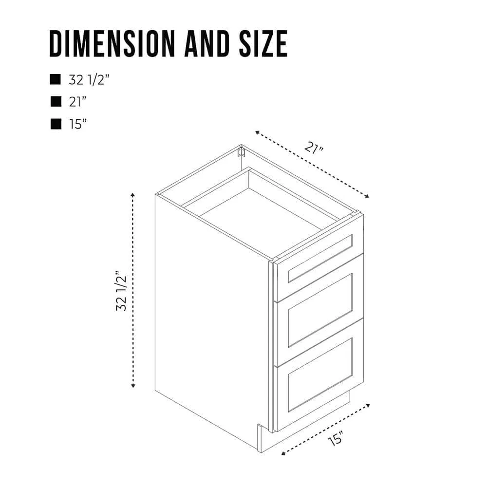 Vanity Art 15 in. W x 21 in. D x 32.5 in. H 3-Drawers Bath Vanity Cabinet without Top in Blue, photo 5 of 9