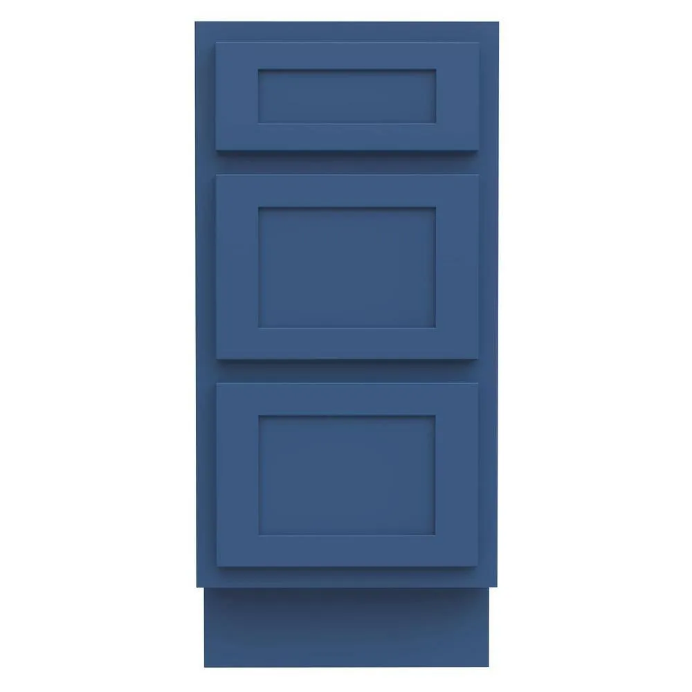 Vanity Art 15 in. W x 21 in. D x 32.5 in. H 3-Drawers Bath Vanity Cabinet without Top in Blue, photo 4 of 9