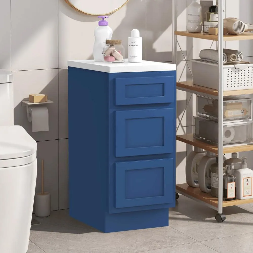 Vanity Art 15 in. W x 21 in. D x 32.5 in. H 3-Drawers Bath Vanity Cabinet without Top in Blue, photo 2 of 9