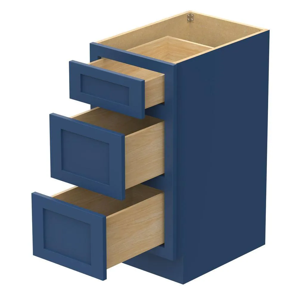 Vanity Art 15 in. W x 21 in. D x 32.5 in. H 3-Drawers Bath Vanity Cabinet without Top in Blue, photo 8 of 9