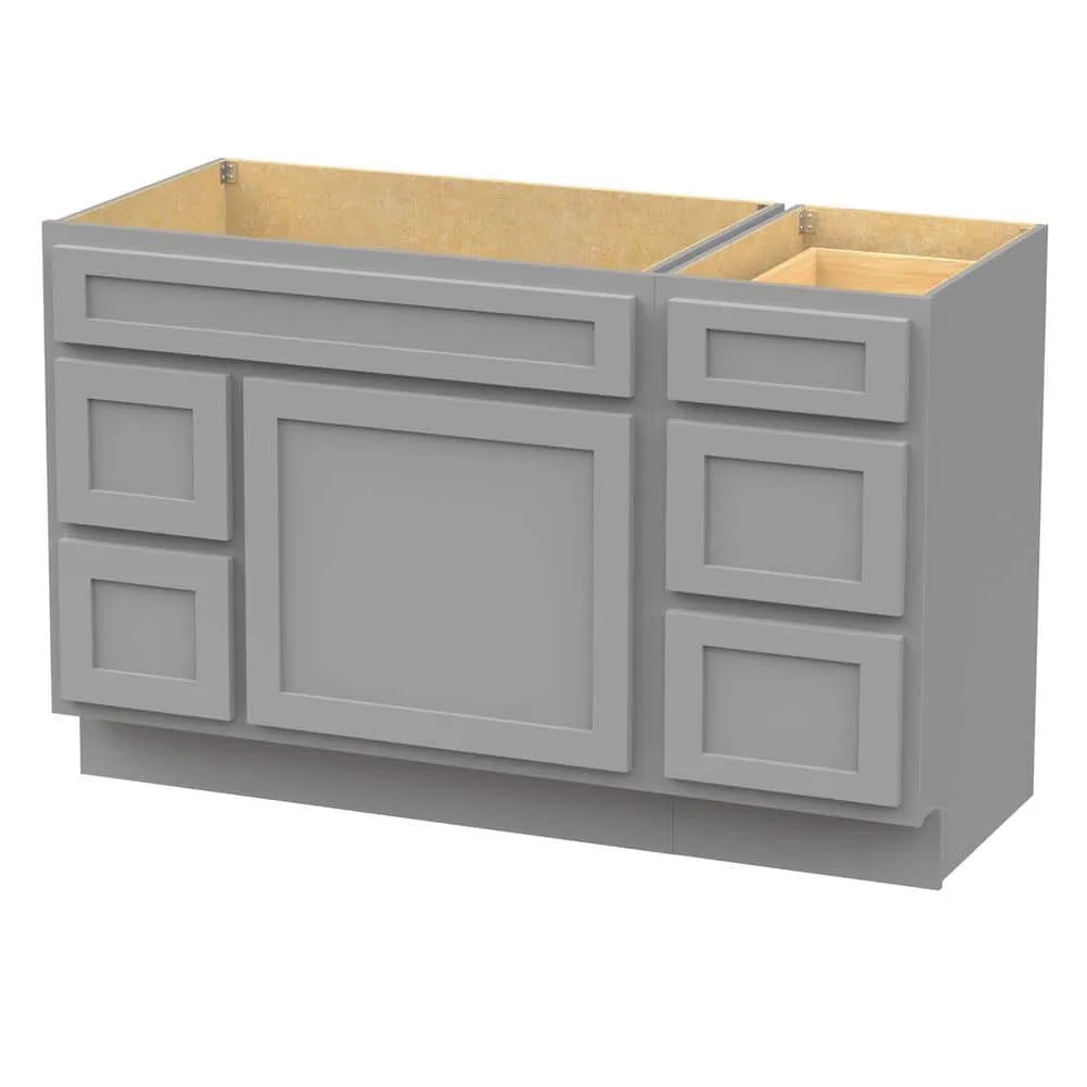 Vanity Art 51 in. W x 21 in. D x 32.5 in. H Bath Vanity Cabinet without Top in Gray, photo 8 of 9