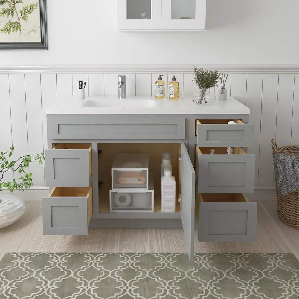 Vanity Art 51 in. W x 21 in. D x 32.5 in. H Bath Vanity Cabinet without Top in Gray, photo 4 of 9