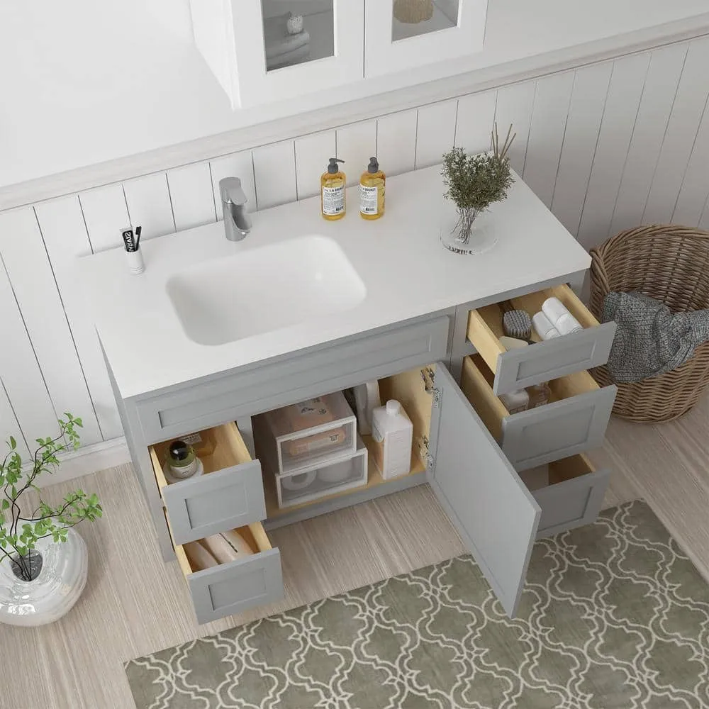 Vanity Art 51 in. W x 21 in. D x 32.5 in. H Bath Vanity Cabinet without Top in Gray, photo 3 of 9