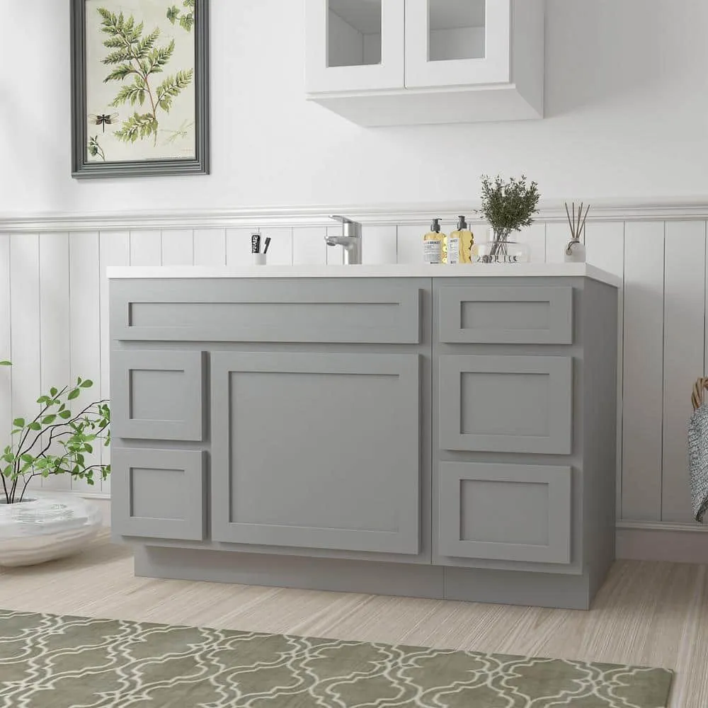 Vanity Art 51 in. W x 21 in. D x 32.5 in. H Bath Vanity Cabinet without Top in Gray, photo 2 of 9
