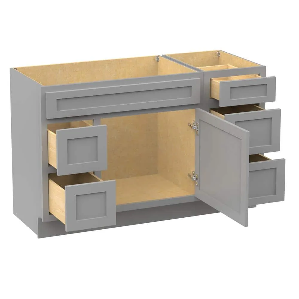 Vanity Art 51 in. W x 21 in. D x 32.5 in. H Bath Vanity Cabinet without Top in Gray, photo 9 of 9