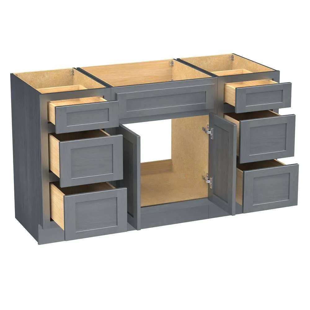Vanity Art 54 in. W x 21 in. D x 32.5 in. H Bath Vanity Cabinet without Top in Silver, photo 8 of 9