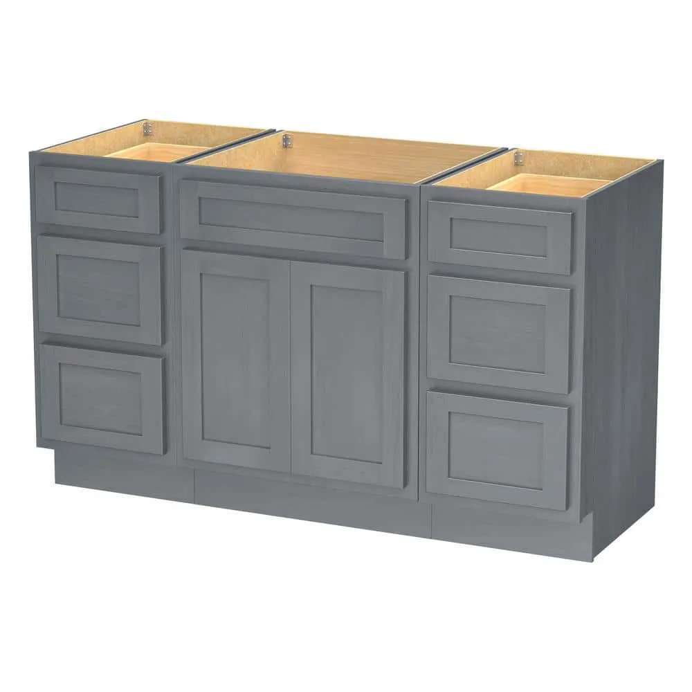 Vanity Art 54 in. W x 21 in. D x 32.5 in. H Bath Vanity Cabinet without Top in Silver, photo 6 of 9