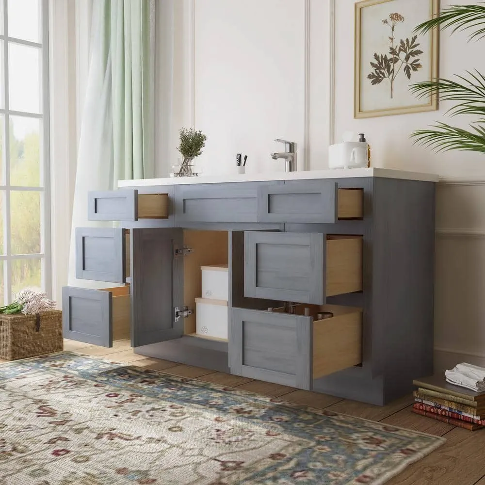 Vanity Art 54 in. W x 21 in. D x 32.5 in. H Bath Vanity Cabinet without Top in Silver, photo 4 of 9