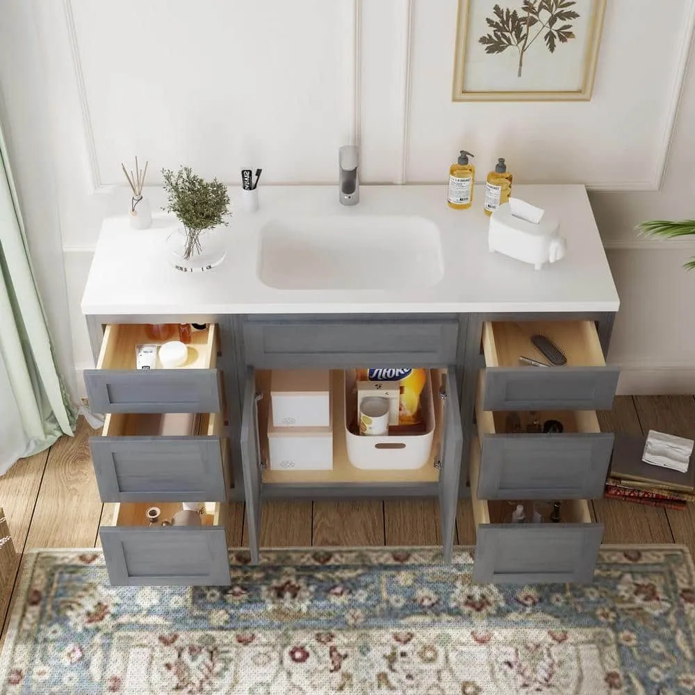 Vanity Art 54 in. W x 21 in. D x 32.5 in. H Bath Vanity Cabinet without Top in Silver, photo 3 of 9
